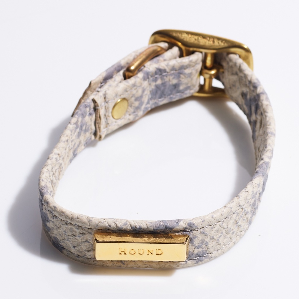 Leather Dog Collar by Hound Collection with Gold Bar Logo